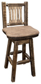 Barstool, Back and Swivel, Stain and Clear Finish, Buckskin Pattern