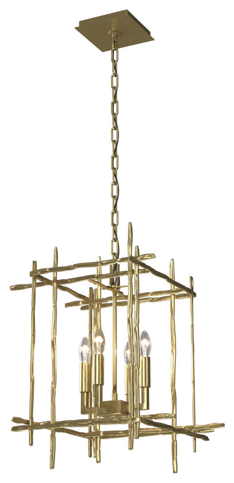 Tura 4-Light Small Chandelier - Modern Brass Finish