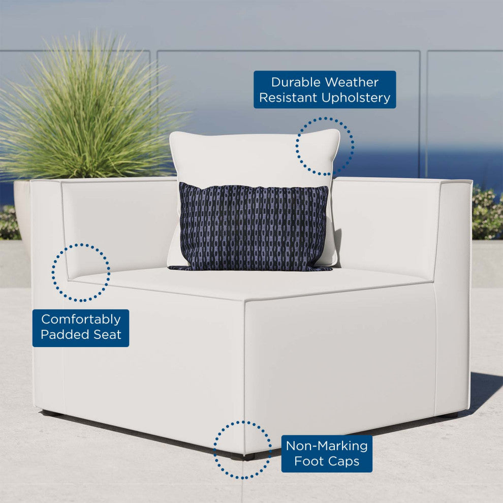 Sofa Corner Chair, Fabric, White, Outdoor Patio Balcony Cafe Bistro Garden