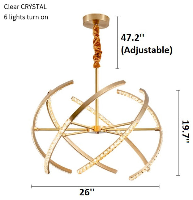 Arnasco | Creative Spherical Copper Crystal Chandelier, Clear Crystal, 26''