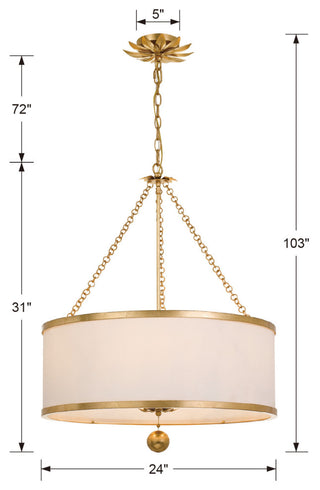 Crystorama Lighting Group 518 Broche 6 Light 24"W Drum Chandelier - Antique