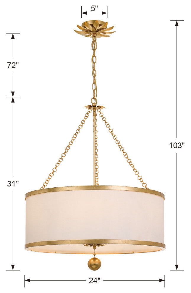 Crystorama Lighting Group 518 Broche 6 Light 24"W Drum Chandelier - Antique