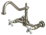 Kingston Brass Two-Handle Wall Mount Bridge Kitchen Faucet, Polished Nickel