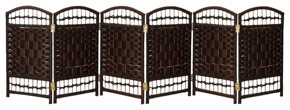 2 ft. Short Fiber Weave Room Divider Dark Mocha 6 Panels