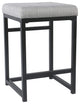 Open Back Metal Counter Stool With Fabric Upholstered Padded Seat, Gray & Black