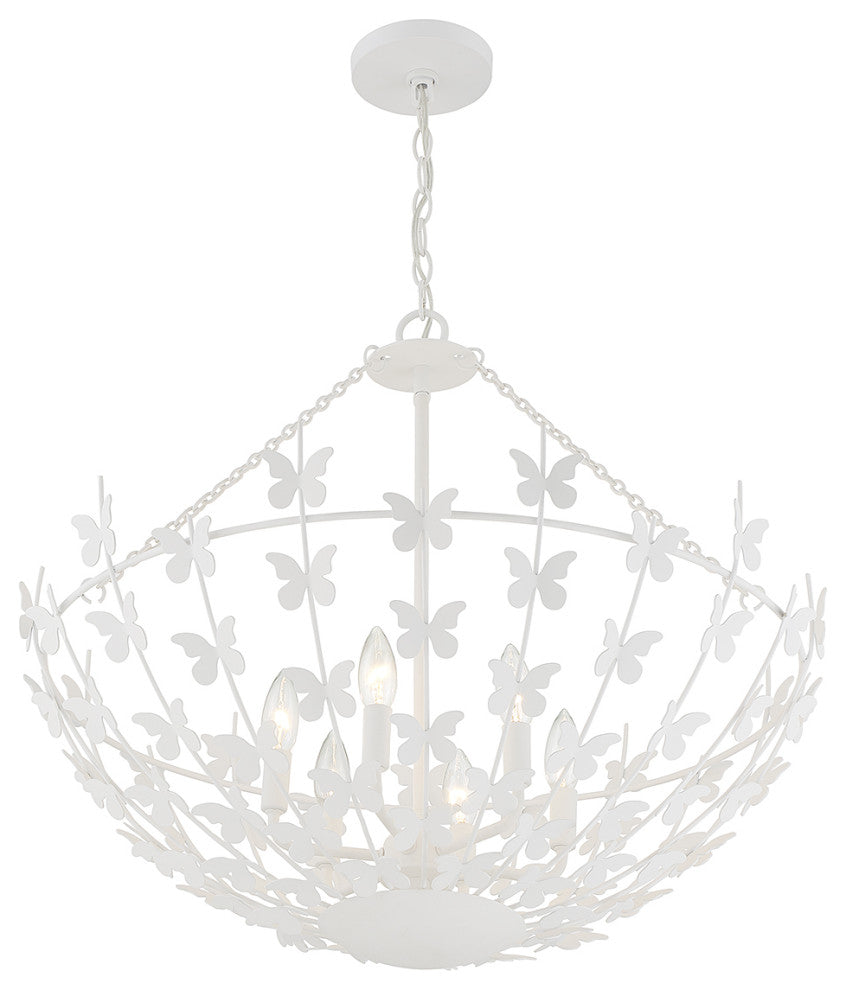 Birch 6-Light Pendant, Burnished Brass, Bisque White