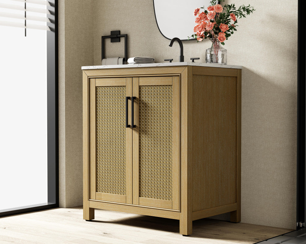 Home Living 30" Single Bathroom Vanity, Linen Oak