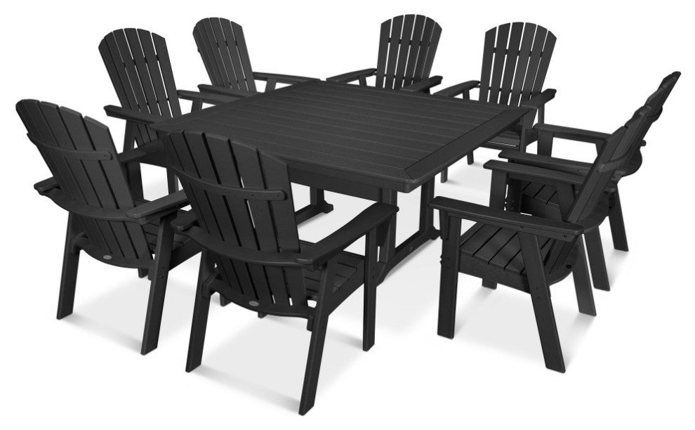 POLYWOOD Nautical Adirondack 9-Piece Trestle Dining Set