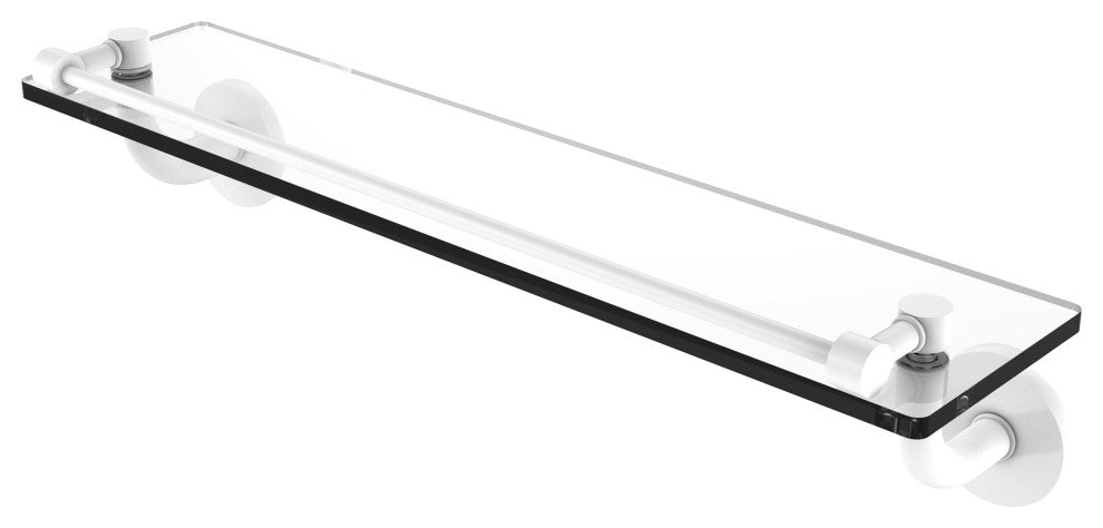 Remi 22" Glass Vanity Shelf with Gallery Rail, Matte White