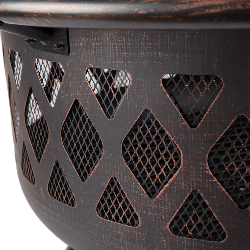 28'' H x 36'' W Iron Wood Burning Outdoor Fire Pit