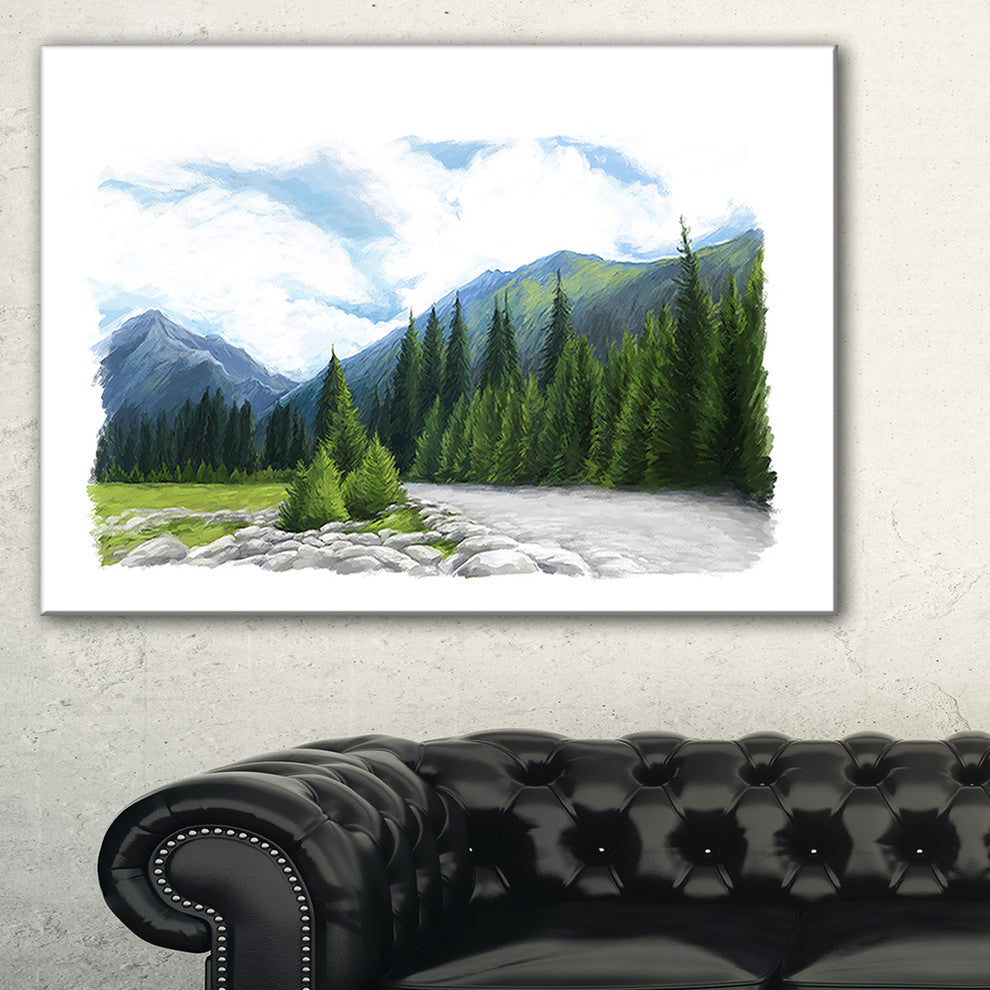 "Happy Summer Pastures in Mountains" Landscape Wall Art, 40"x20"