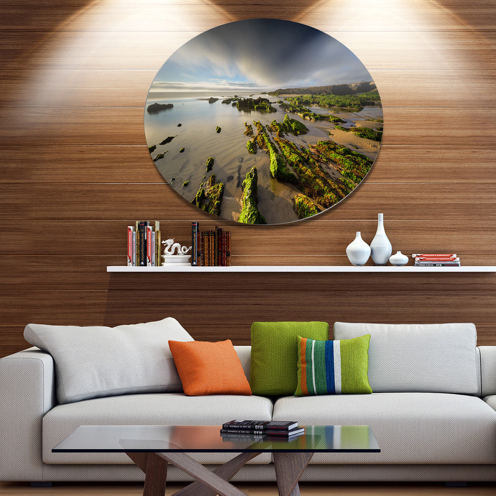 Furnas Virgin Beach Galicia Spain, Seashore Art Disc Metal Artwork, 23"