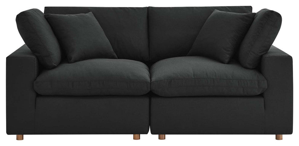Commix Down Filled Overstuffed 2-Piece Sectional Sofa Set, Black