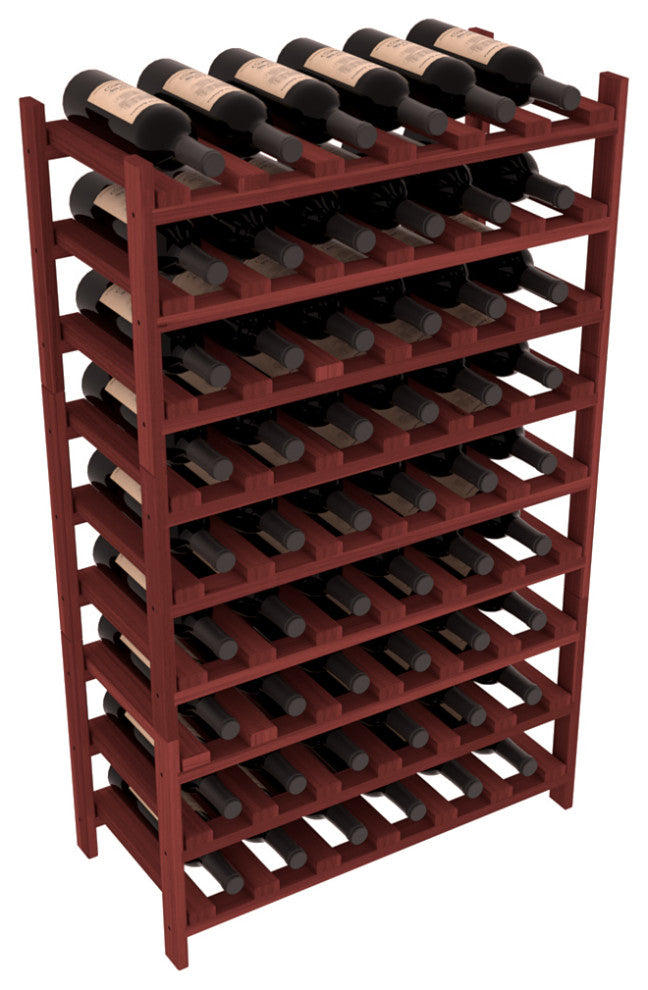 54-Bottle Stackable Wine Rack, Premium Redwood, Cherry Stain