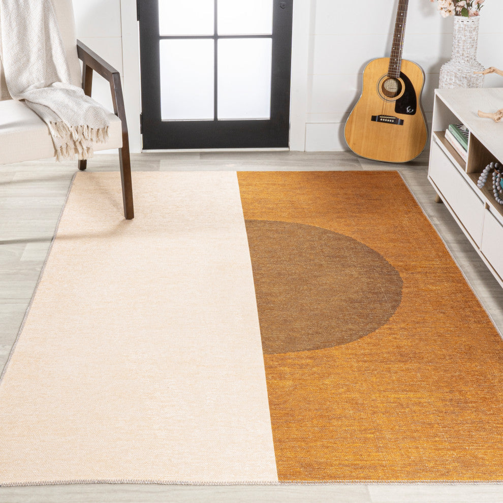 Demie Minimalist Graphic Circle Machine-Washable Area Rug, 3x5