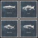 Herring and Salmon Quadriptych, 4-Piece Set, 32x32 Panels