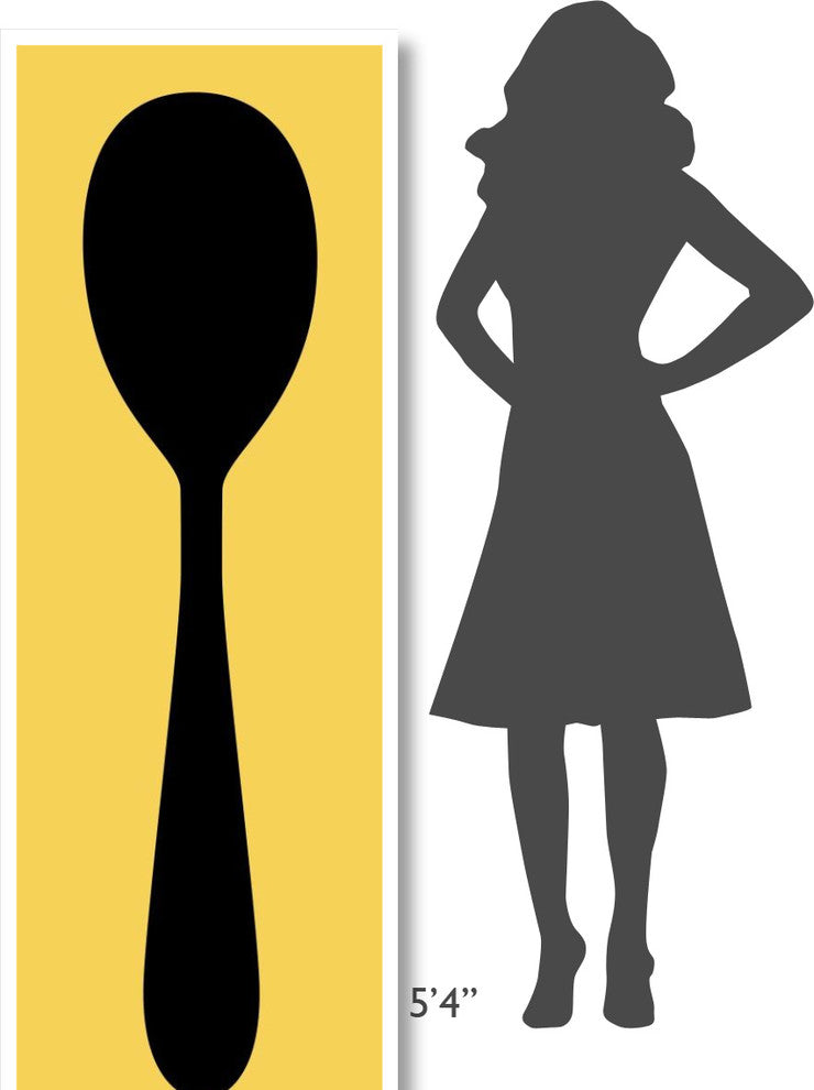 "Mealtime: Black on Yellow - Spoon" Digital Paper Print by BG.Studio, 26"x74"