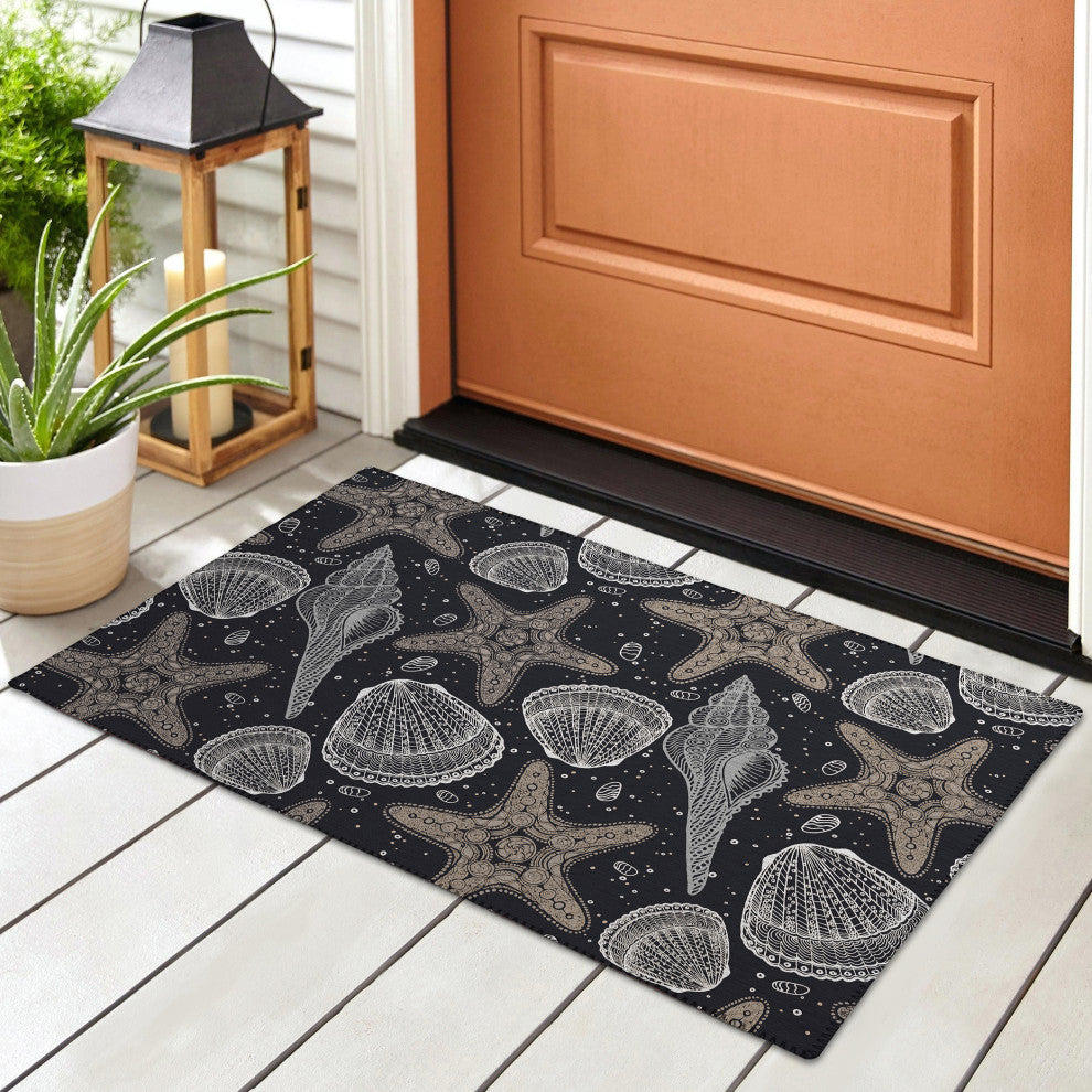 Indoor/Outdoor Seabreeze SZ4 Black Machine Washable 1'8" x 2'6" Rug