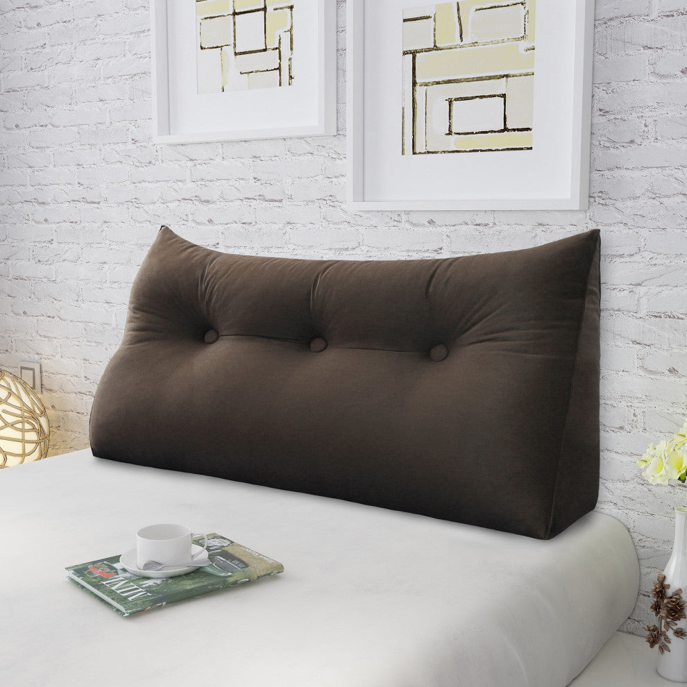Large Reading Wedge Pillow Headboard, Bed Rest Triangular Bolster Backrest, 39x20x8