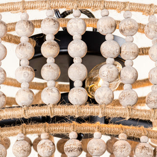 15.75-in Cicle Wood Beads Rustic Chandelier