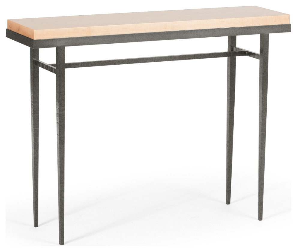 Wick 42" Console Table, Natural Iron Finish, Maple Natural Accents