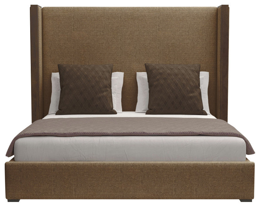 Nativa Interiors Irenne Plain Bed, Brown, Queen, Medium Headboard