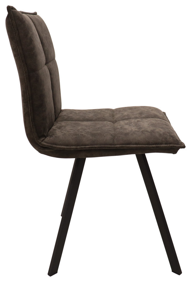Wesley Modern Leather Dining Chair, Metal Legs Set of 2, Gray