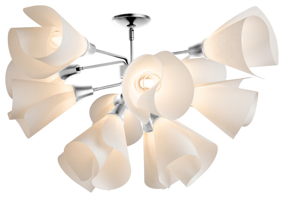 Mobius 12-Light Semi-Flush, Sterling Finish, Spun Frost Shade
