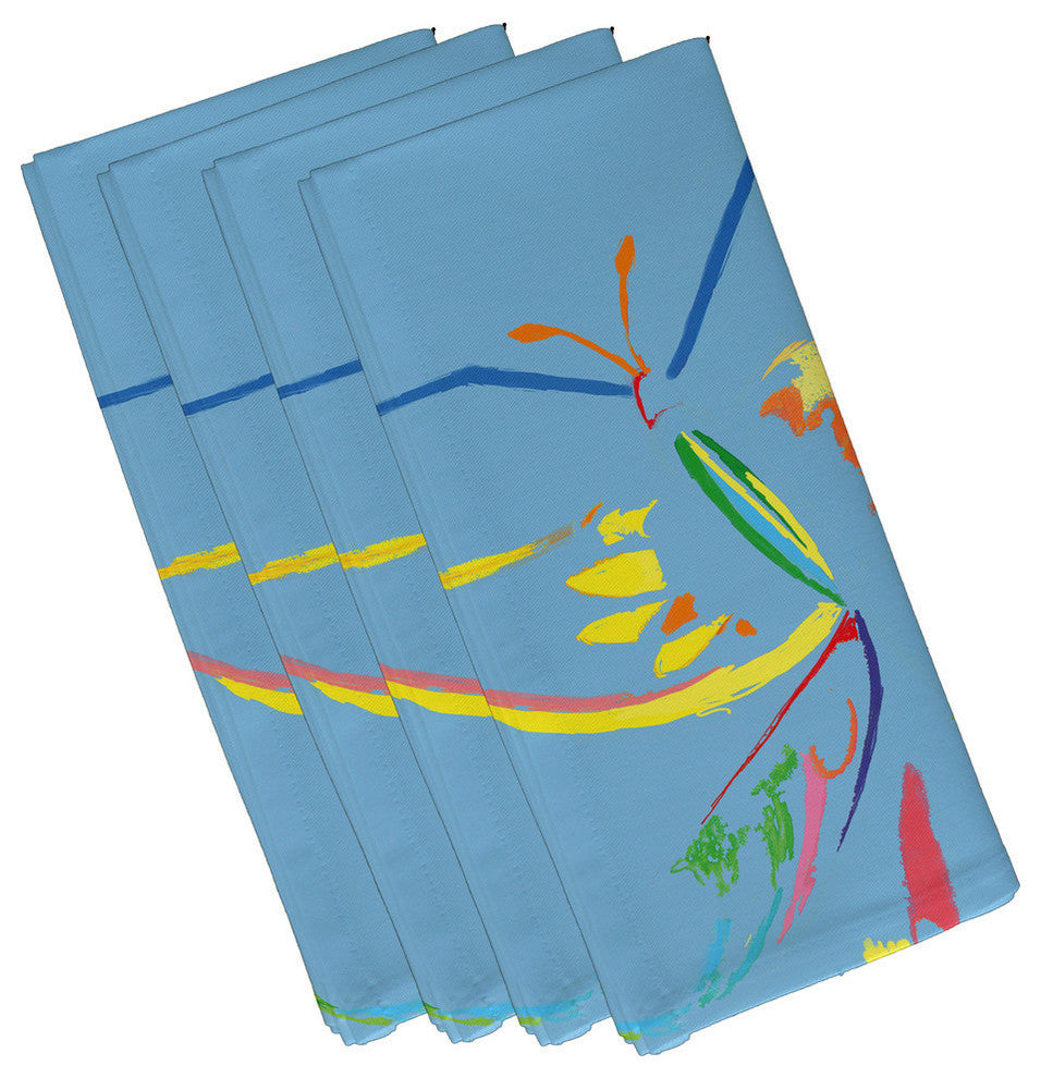 Polyester Decorative Napkin, Abstract Coastal, Set of 4