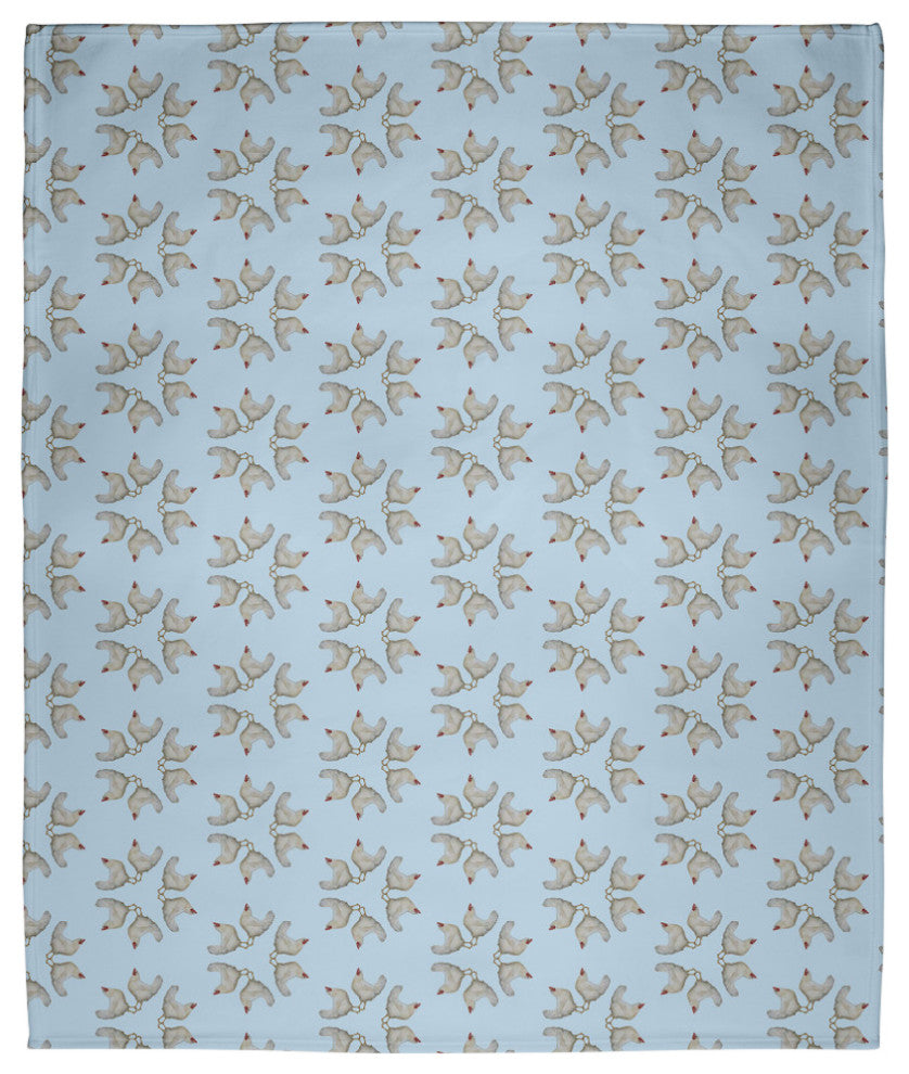 60 x 80 in Chickens-go-round Throw Blanket, After Rain Blue