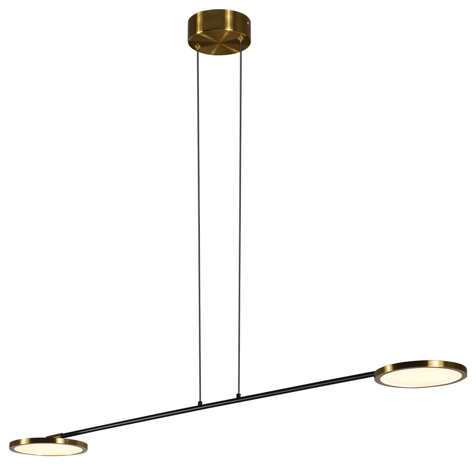 Torino 39" ETL Certified Integrated LED Pendant, Antique Brass