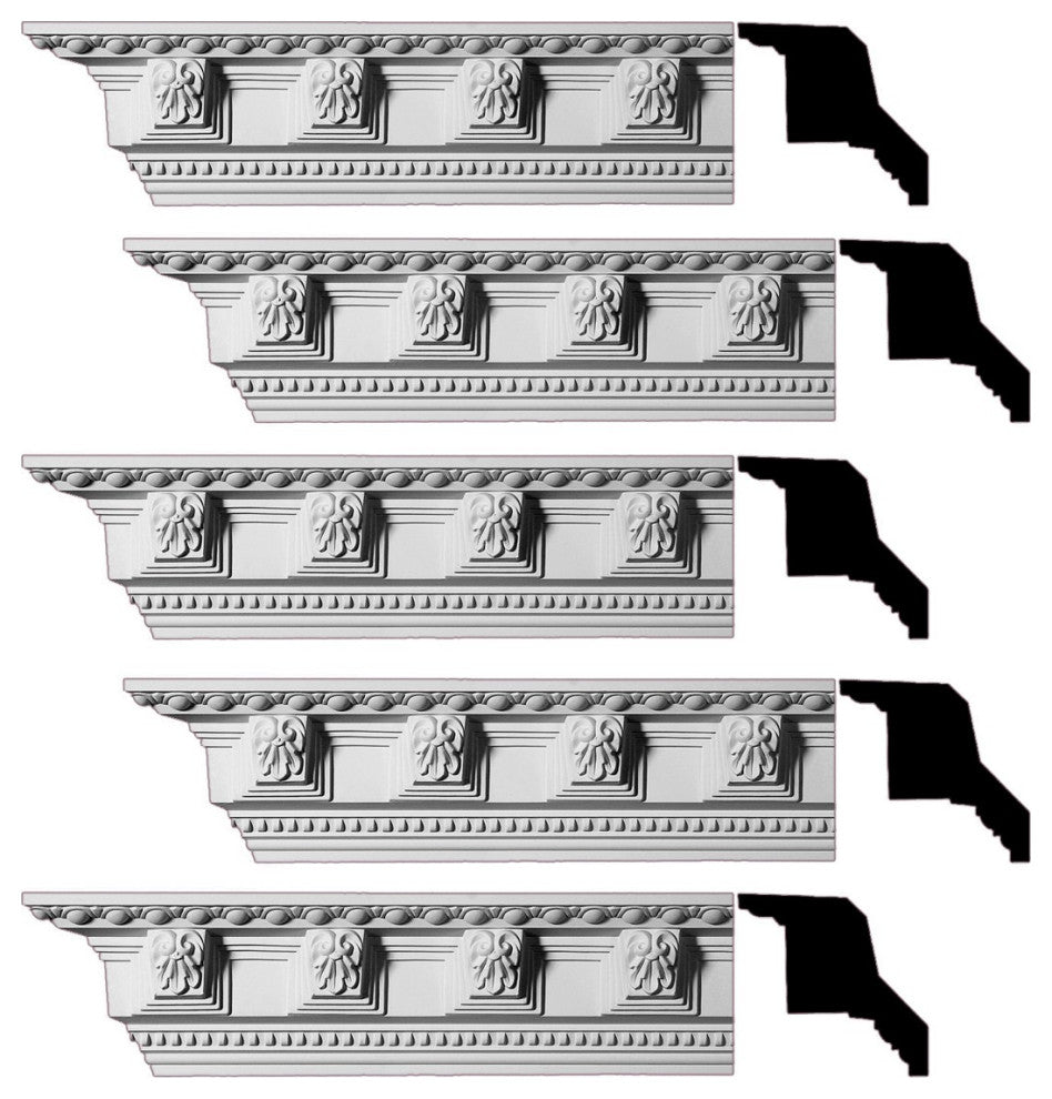 Ornate Cornice White Urethane Three Rivers Design 5 Pcs 470" Length