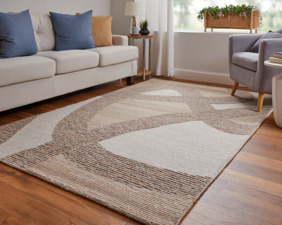 Middleton Modern Abstract, Brown/Tan/Ivory, 9'x12' Area Rug