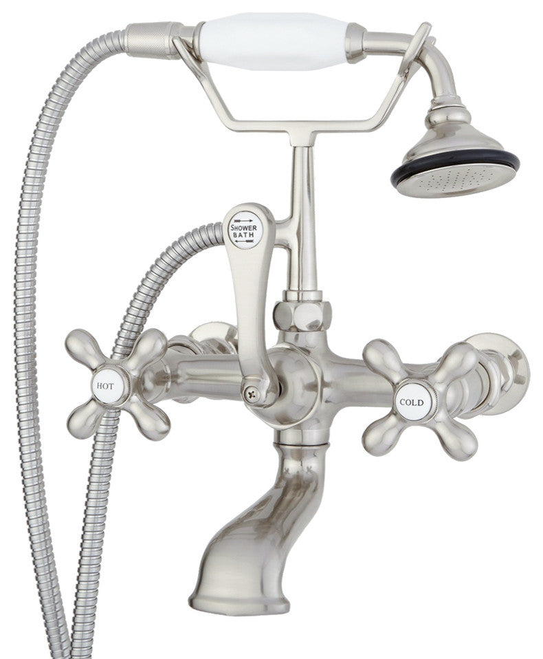 Classic Telephone Bathroom Wall Mounted Faucet, Brushed Nickel