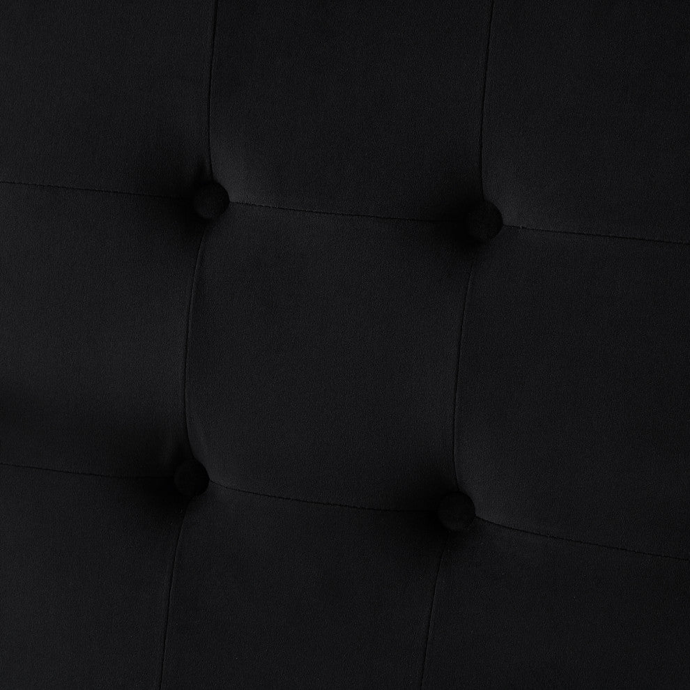 Phoebe Tufted Dining Chairs With Square Arms, Set of 2, Black Velvet