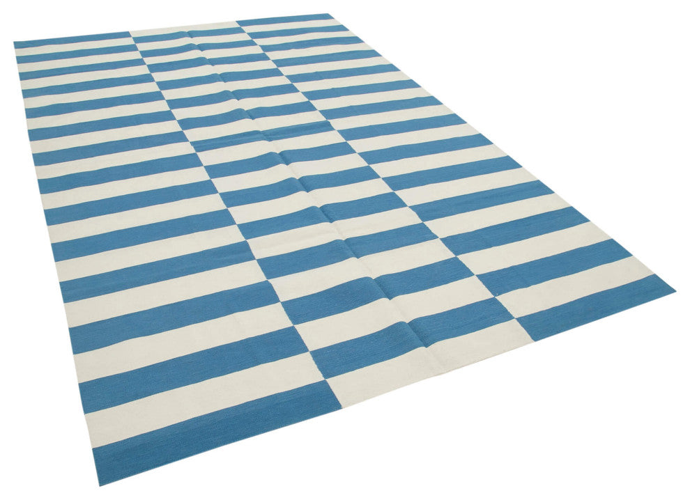 Rug N Carpet - Handmade Wool 5' 11'' x 9' 1'' Geometric Dhurrie Kilim Rug