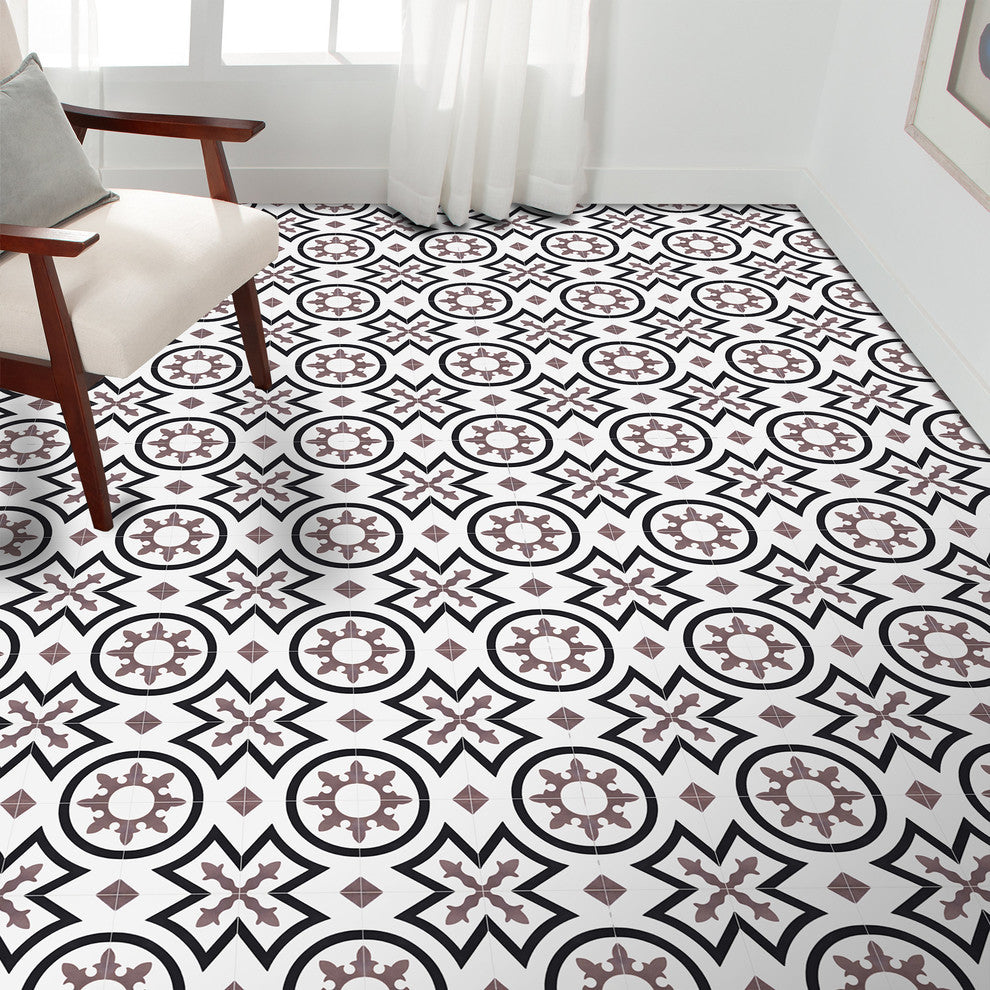 Ozod Handmade Cement Tile, Black/Purple, Sample