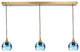 3 Pendant Linear Chandelier, Steel Blue, Polished Brass, 4 Watt
