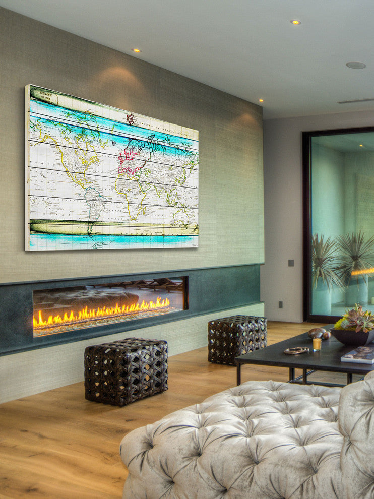 "Jet Setting" Painting Print on White Wood, 24"x16"