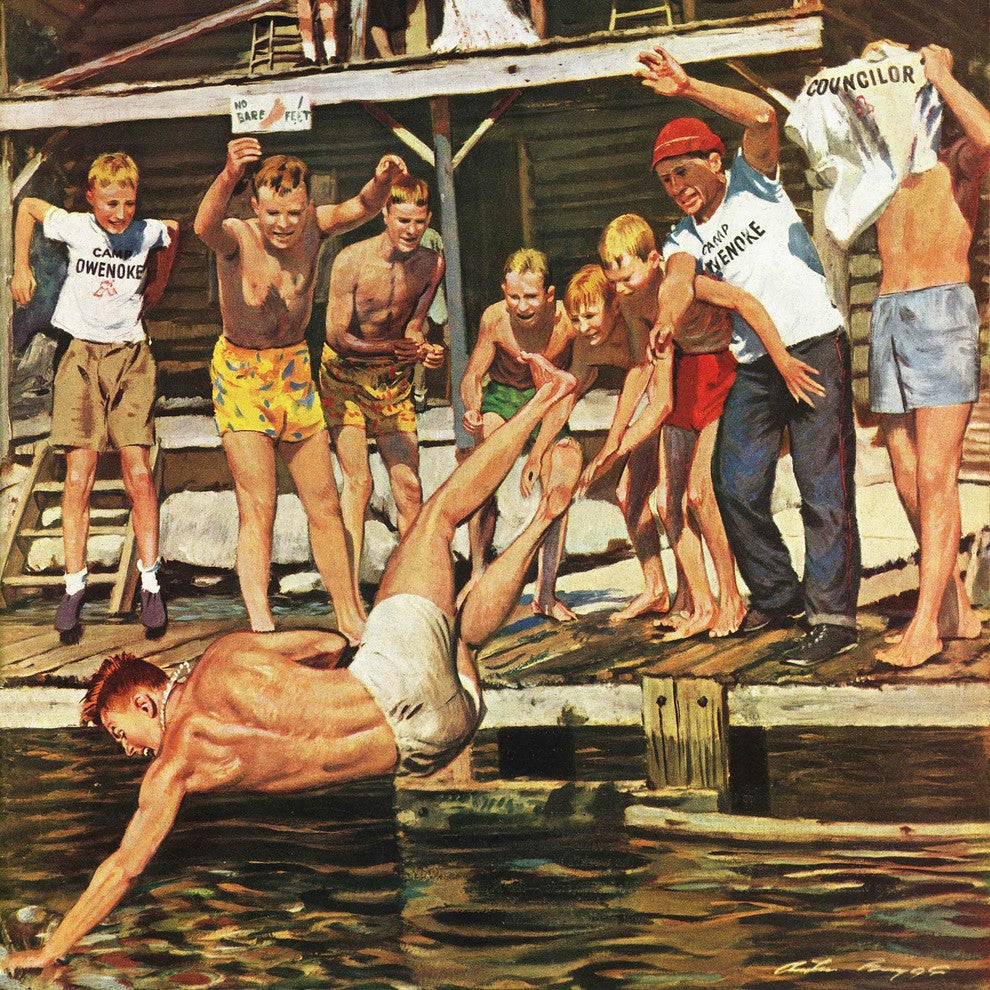 "Wet Camp Counselor" Painting Print on Canvas by Austin Briggs