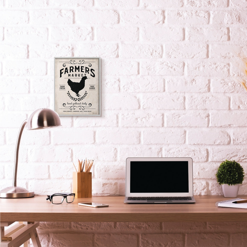 Farmers Market Rooster Animal Rustic Word Design, 11"x14"