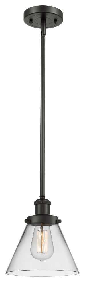 Large Cone 1-Light Pendant, Oil Rubbed Bronze, Clear