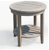 Richmond Weathered Teak Wood Outdoor Side Table with Shelf