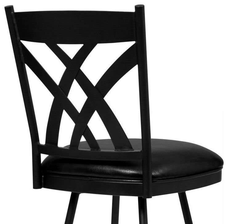 Dover 26" Counter Height Barstool, Matte Black Finish and Black Faux Leather