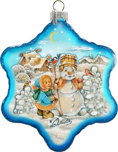Building A Snowman Snowflake Ornament