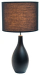 Simple Designs Oval Bowling Pin Base Ceramic Table Lamp, Black