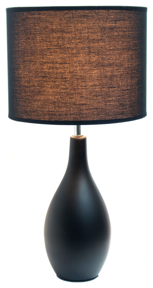 Simple Designs Oval Bowling Pin Base Ceramic Table Lamp, Black