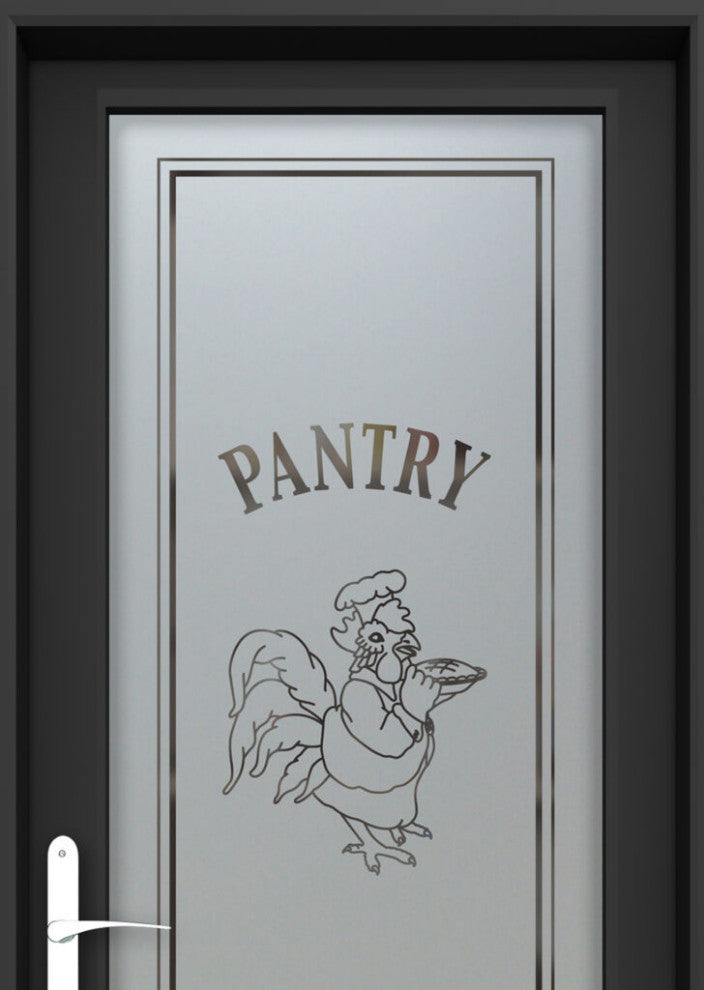 Pantry Door - Rooster Chef - Primed - 30" x 80" - Knob on Left - Pull Open