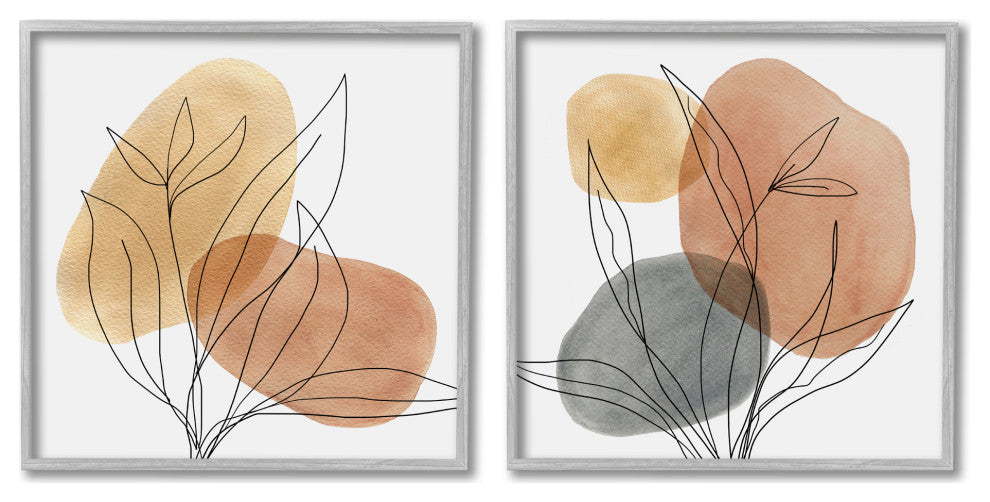 Simple Neutral Southwestern Tones Botanical Plant Design, 2pc, each 24 x 24
