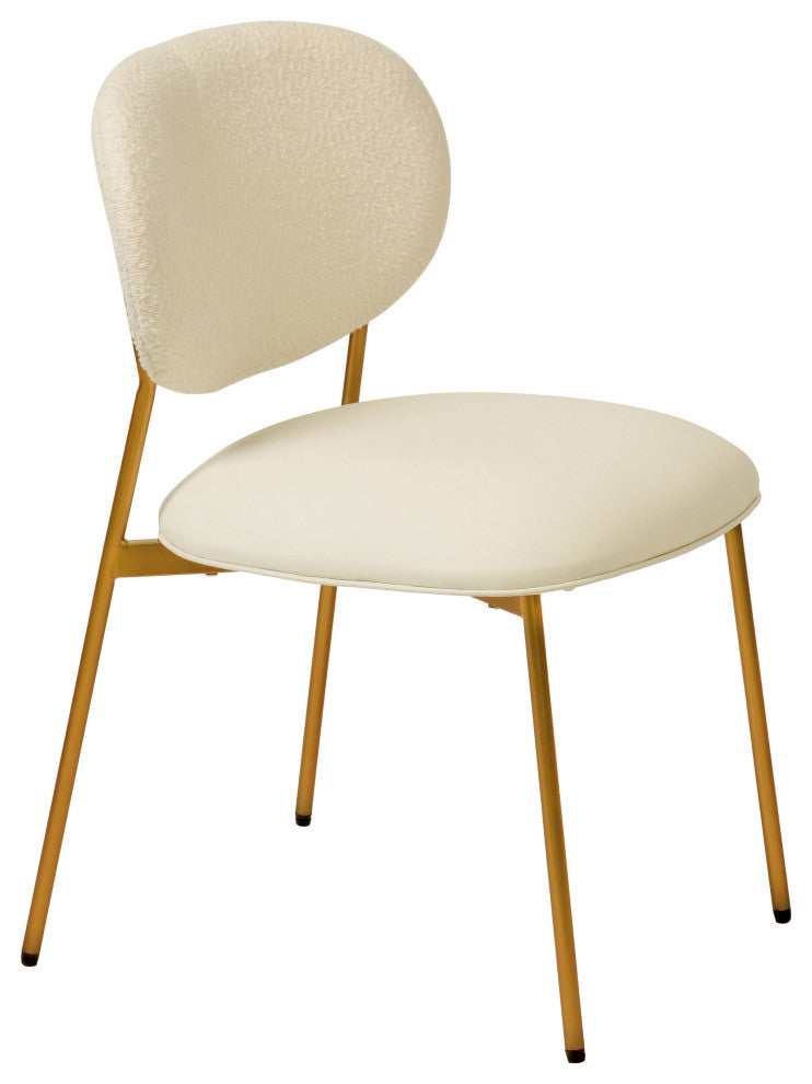 McKenzie Cream Boucle & Vegan Leather Stackable Dining Chair, Set of 2